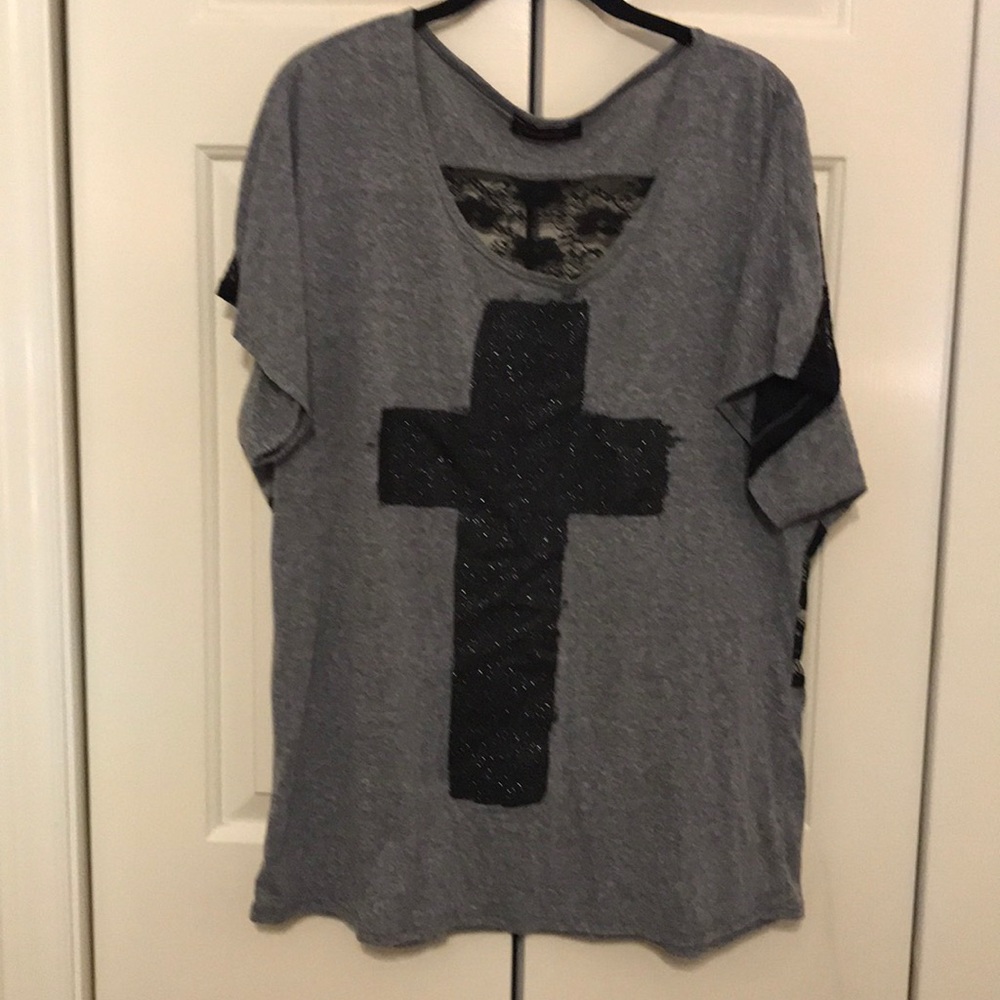 Grey cross tee